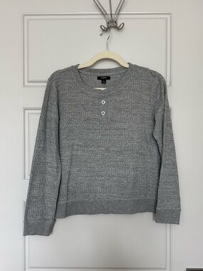Alfani Gray Knit Henley Long-Sleeve Top